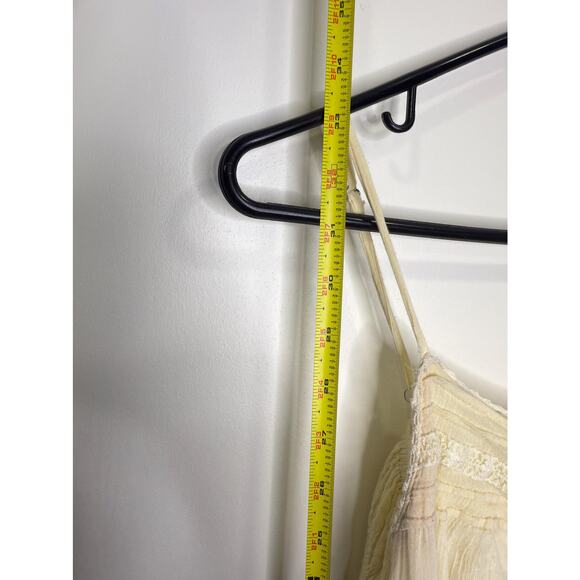 Y2K Freeway Butter Yellow Cream Double Lined Mini Babydoll Dress With White Lace - Picture 9 of 10